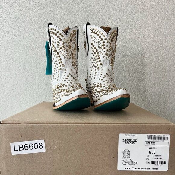 Lane DOLLY Womens Cowboy Bootie Size 8 White Gold Western Cowgirl Short Boots - Picture 10 of 11
